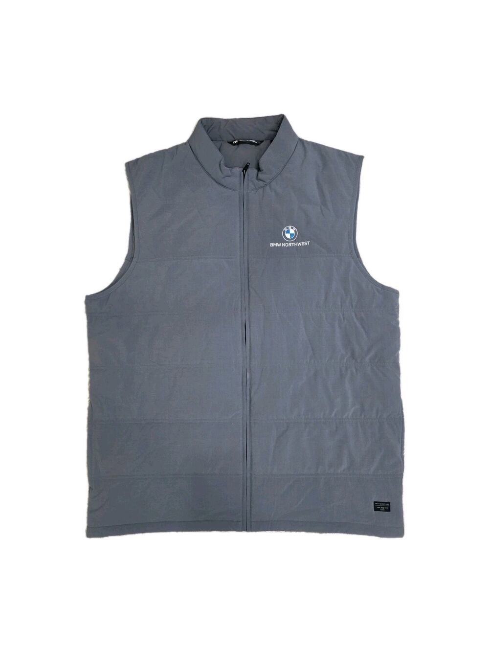 Travis Mathew Vest Mens Size XXL Gray Cold Bay Quilted Full Zip Pockets Golf BMW